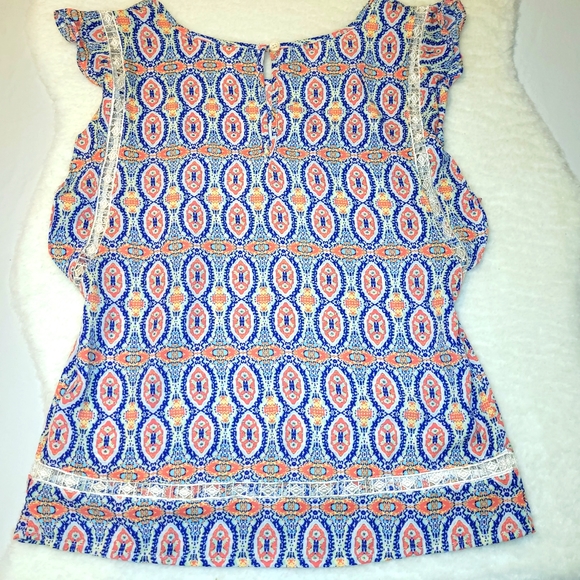 Xhilaration sleeveless print top Orange and blue Size XS - Picture 6 of 8